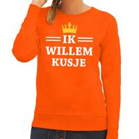 Oranje Ik Willem kusje sweater dames - thumbnail