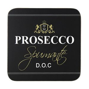 Onderzetter Prosecco zwart, set van 6