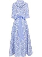 Baruni robe longue Loretta à fleurs en jacquard - Bleu