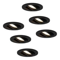 Set van 6 Oslo LED inbouwspot - 4 Watt 345 Lumen - 4000K Neutraal wit - GU10 - Dimbaar - Rond - Kantelbaar - IP20 Stofdicht - Zwart
