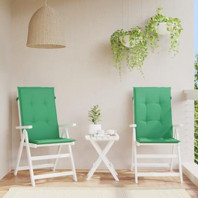 VidaXL Tuinstoelkussens 2 st hoge rug 120x50x3 cm stof groen