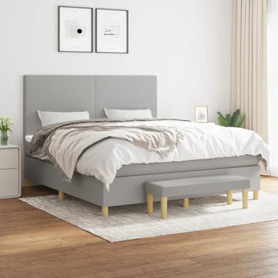 Boxspring met matras stof lichtgrijs 180x200 cm