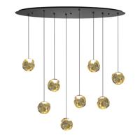 Highlight HanglampMelina zwart met amber glas ovaal 8-lichts - H5187.01