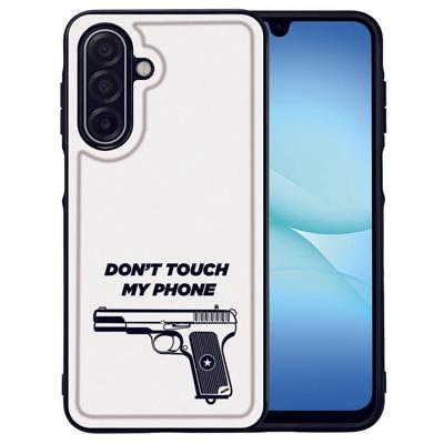 Dont Touch My Phone Pistool Grafisch Ontwerp Samsung Galaxy A17 | Hoesje PU Kunstleer