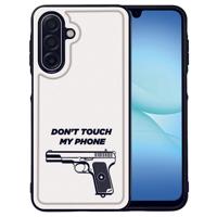 Dont Touch My Phone Pistool Grafisch Ontwerp Samsung Galaxy A17 | Hoesje PU Kunstleer