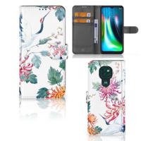 Motorola Moto G9 Play | E7 Plus | Telefoonhoesje | Met pasjeshouder | Bird Flowers