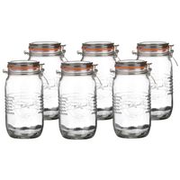 Voorraadpot/bewaarpot - 6x - 1.5L - glas - met beugelsluiting - D14 x H22 cm