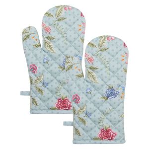 HAES DECO - Set van 2 Ovenwanten - 18x30 cm - 100% Katoen - Bloom Like Wild Flowers