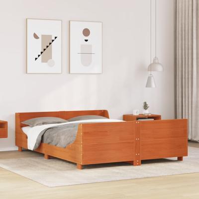 Bedframe zonder matras massief grenenhout wasbruin 150x200 cm