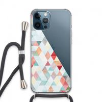 Gekleurde driehoekjes pastel: iPhone 13 Pro Max Transparant Hoesje met koord