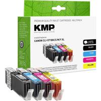 KMP Inktcartridge vervangt Canon CLI-571BK XL, CLI-571C XL, CLI-571M XL, CLI-571Y BL Compatibel Combipack Foto zwart, Cyaan, Magenta, Geel C107XV 1568,0050 KMP Inktcartridge vervangt Canon CLI-571BK XL, CLI-571C XL, CLI-571M XL, CLI-571Y BL Compatibel Combipack Foto zwart, Cyaan, Magenta, Geel C107XV 1568,0050