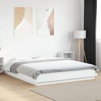 Bedframe met LED-verlichting bewerkt hout wit 160x200 cm