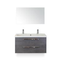 Seville Badmeubelset 100 cm - Beton Antraciet - Wastafel Djazz 2 kraangaten - met Spiegel