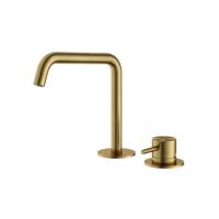 Hotbath Archie - Wastafelmengkraan - zonder Waste - Laag - Geborsteld Messing PVD - Opbouw - Messing - V03