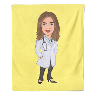 Cartoon Fleecedeken Female Doctor