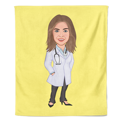 Cartoon Fleecedeken Female Doctor - Pillow Buddies