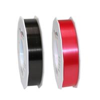 Bellatio decorations 2x rollen satijn cadeaulint/sierlint - 2.5 cm x 91 meter - zwart en rood