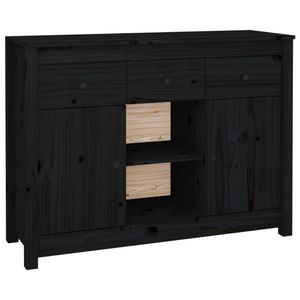 The Living Store Dressoir Grenenhout - 100 x 35 x 74.5 cm - Zwart