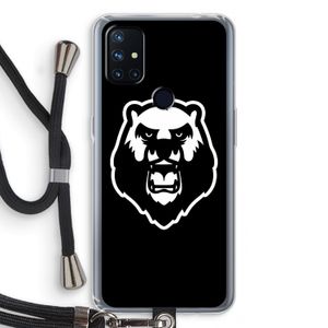 Angry Bear (black): OnePlus Nord N10 5G Transparant Hoesje met koord