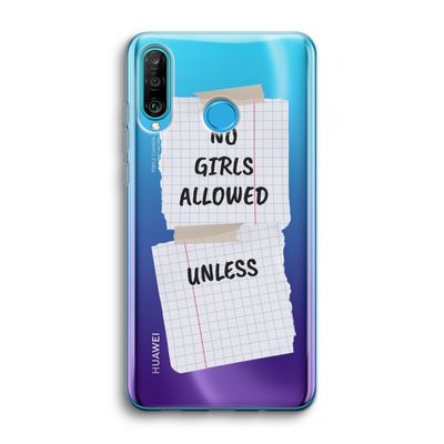 No Girls Allowed Unless: Huawei P30 Lite Transparant Hoesje