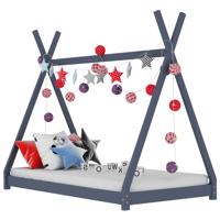 Kinderbedframe massief grenenhout grijs 80x160 cm