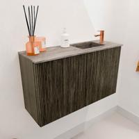Toiletmeubel Mondiaz Joya Dlux | 70 cm | Meubelkleur Shadow | Faye wastafel Oza Wasbak Rechts | 1 kraangat
