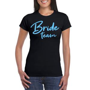 Bellatio Decorations Vrijgezellenfeest T-shirt dames - Bride Team - zwart - glitter blauw - bruiloft 2XL  -