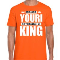 Naam cadeau t-shirt my name is Youri - but you can call me King oranje voor heren