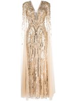 Jenny Packham robe longue Planelto à sequins - Marron