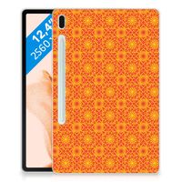 Samsung Galaxy Tab S7FE Hippe Hoes Batik Oranje