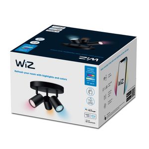 WiZ 8719514554535 IMAGEO WiZ Spots 3x5W B 22-65K RGB RD LED-plafondlamp LED GU10 15 W Zwart