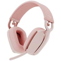 Logitech ZONE VIBE 100 Over Ear headset Bluetooth Stereo Roze Ruisonderdrukking (microfoon), Noise Cancelling Volumeregeling, Microfoon uitschakelbaar (mute)