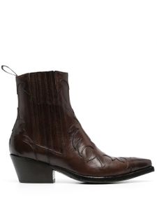 Sartore embossed-detail leather ankle boots - Marron