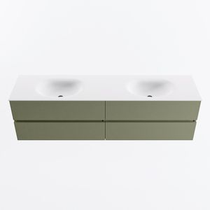 MONDIAZ VICA 180cm badmeubel onderkast Army 4 lades. Wastafel MOON dubbel 2 kraangaten, kleur Talc.