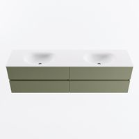 MONDIAZ VICA 180cm badmeubel onderkast Army 4 lades. Wastafel MOON dubbel 2 kraangaten, kleur Talc.