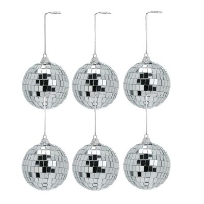 Disco kerstbal - 6x - zilver - D7 cm - glas/foam - discobal/discobol - kerstversiering