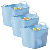 Excellent houseware Flexibele kuip / emmer - 3x - blauw - 25 l - kunststof - 40 x 35 cm