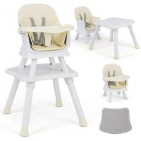 6-in-1 Babyhoogstoel Hoogstoel & Eetstoel & Leerstoel Babystoel Combihoogstoel Beige