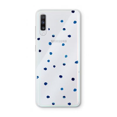 Blauwe stippen: Samsung Galaxy A70 Transparant Hoesje
