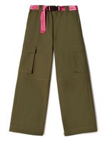 Off-White Kids pantalon cargo à ceinture logo Bookish - Vert