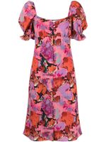 PS Paul Smith robe fleurie à manches ballon - Rose