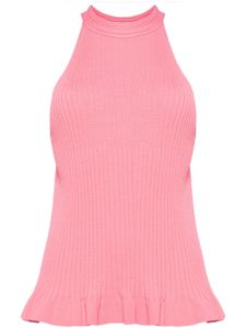 Semicouture haut en maille nervurée à dos-nu - Rose