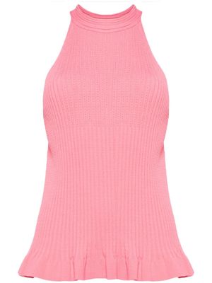 Semicouture haut en maille nervurée à dos-nu - Rose