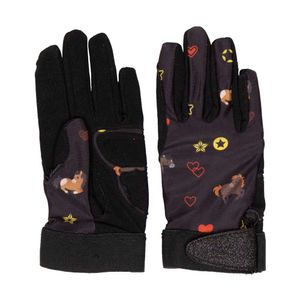 Mondoni Horse kinder handschoenen zwart maat:152