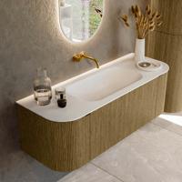 Badmeubel Mondiaz Kurve | 130 cm cm | Meubelkleur Dusk | Wastafelkleur Talc | Solid surface | Wasbak midden spoelbak | Zonder kraangat(en) Badmeubel Mondiaz Kurve | 130 cm cm | Meubelkleur Dusk | Wastafelkleur Talc | Solid surface | Wasbak midden spoelbak | Zonder kraangat(en)