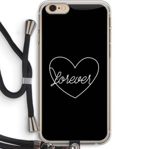 Forever heart black: iPhone 6 PLUS / 6S PLUS Transparant Hoesje met koord