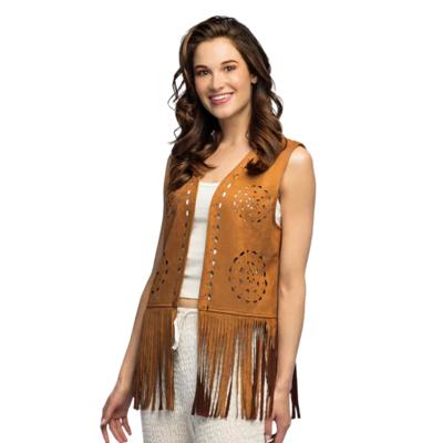 Carnaval verkleed gilet - dames - bruin - themafeest - hippie Carnaval verkleed gilet - dames - bruin - themafeest - hippie