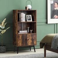 2-Laags Retro Boekenkast Boekenplank met 3 Compartiment Industriële Opbergkast met Massief Houten Poten voor Boeken Decoraties