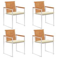 Tuinstoelen 4 st met kussens massief acaciahout