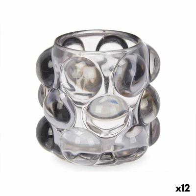 Kaarshouder Microbolletjes Grijs Kristal 8,4 x 9 x 8,4 cm (12 Stuks)
